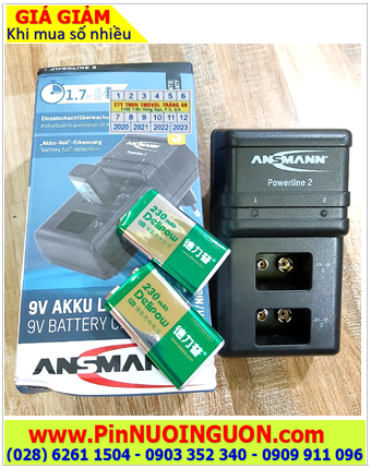 Ansman Powerline 2 _Bộ sạc Powerline 2 kèm 2 pin sạc 9v Delipow 9v 230mAh chính hãng